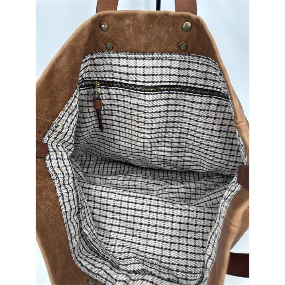 Grey 56 Leather Oversized Hobo Crossbody Bag Brown Solid Brass Hardware